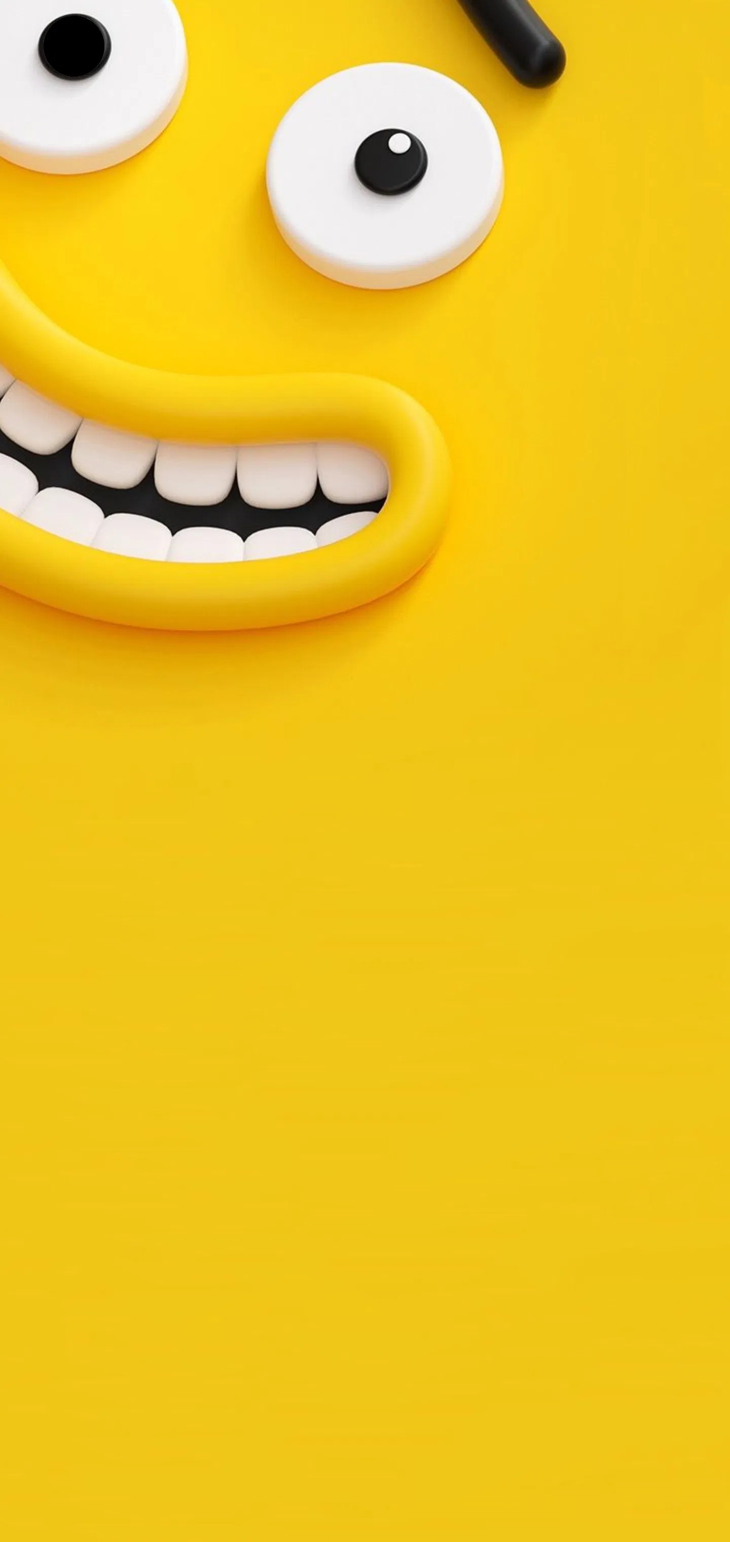 Yellow Smile Punch Hole Wallpaper Download MobCup