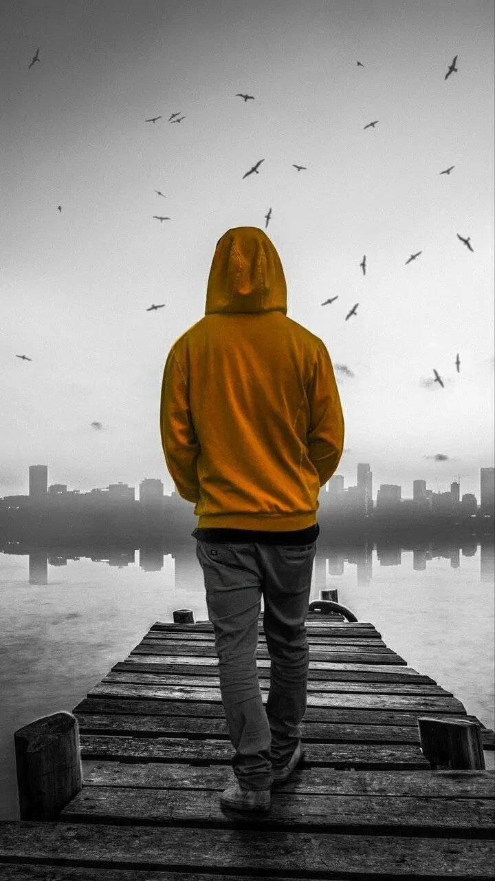 Alone Guy In Yellow Hoodie Wallpaper Download MobCup