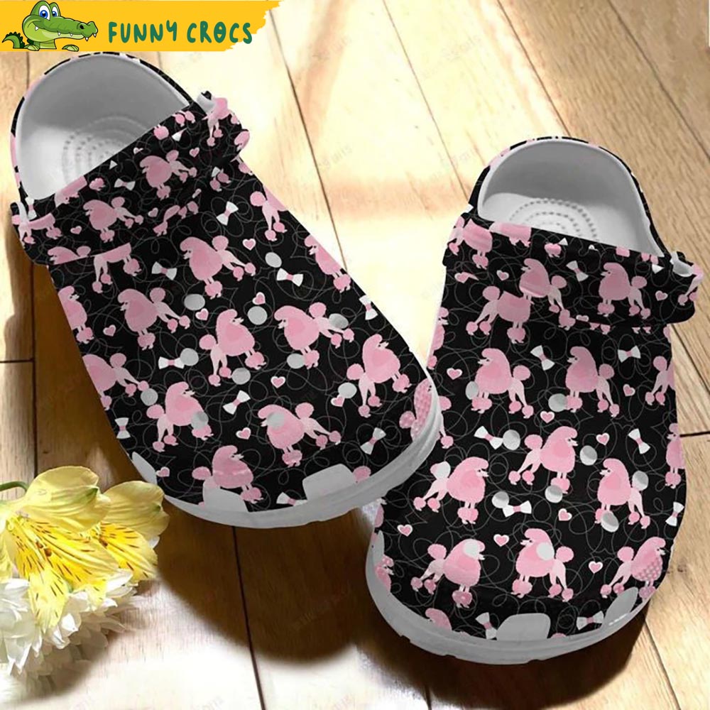 Pink Poodle Pattern Dog Crocs Step into style with Funny Crocs
