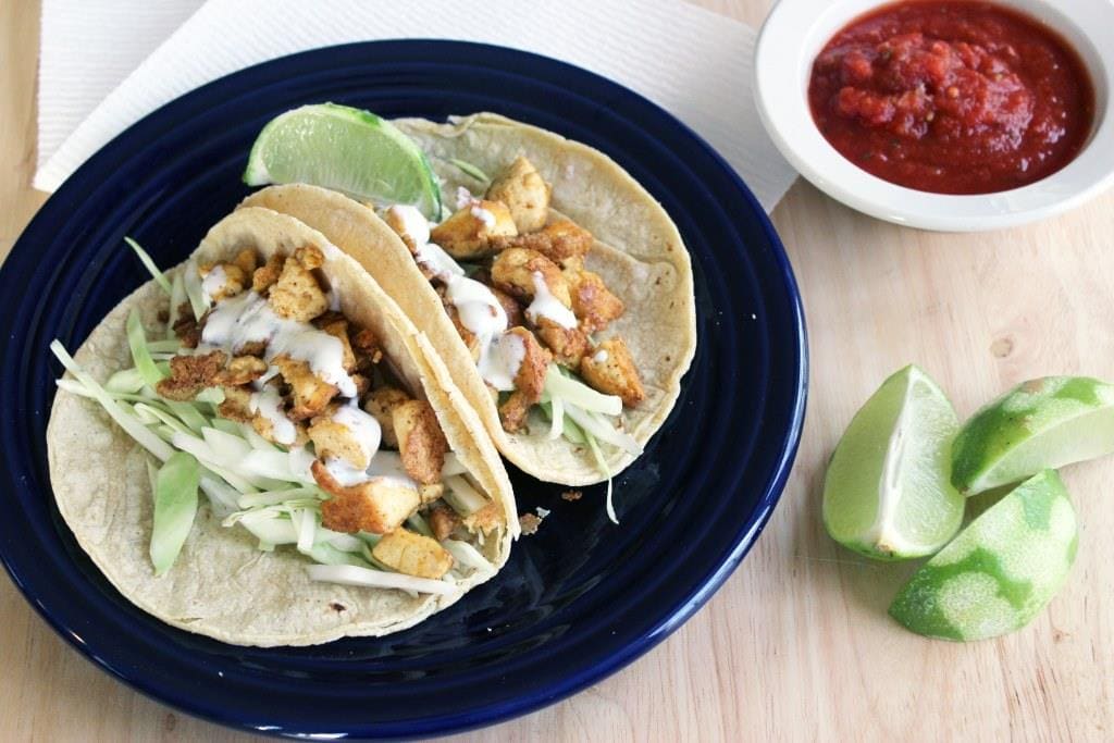 Crispy Tofu Tacos w/ Goat Cheese Lime Cream FunnyLove