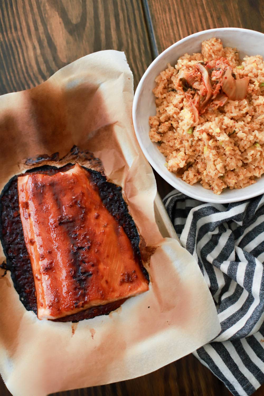 Easy Broiled Salmon with Kimchi Fried Rice FunnyLove