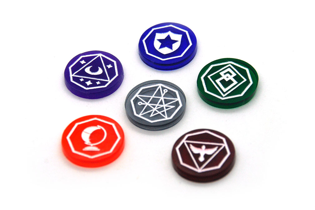 Investigator action tokens matching Arkham Horror LCG funnymonkeythings