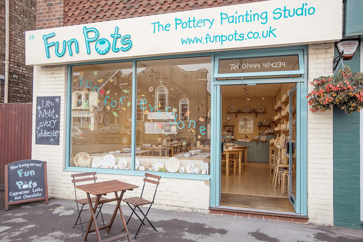 Find us Pottery painting cafe Sussex Fun Pots