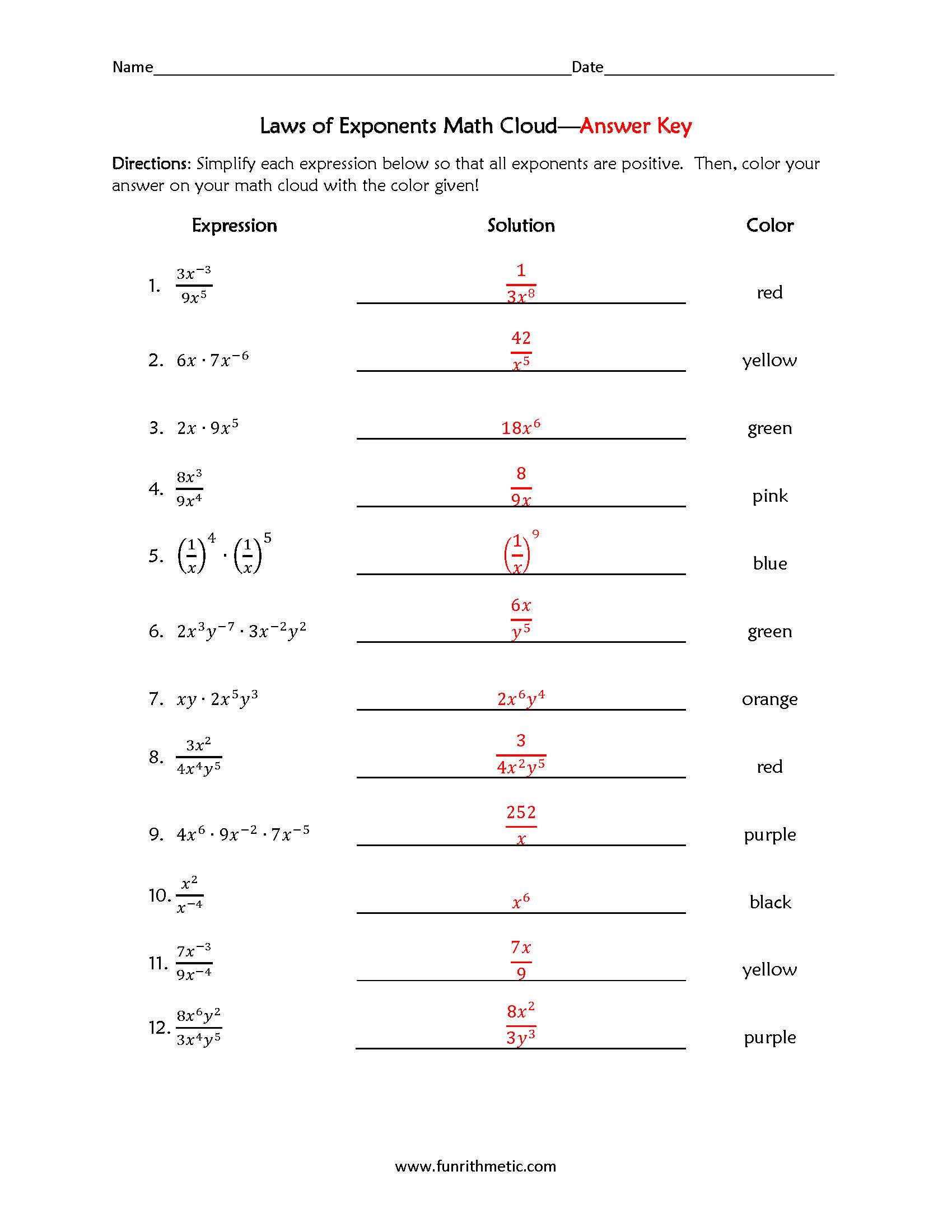 Laws of Exponents Math Cloud_Page_4 Funrithmetic