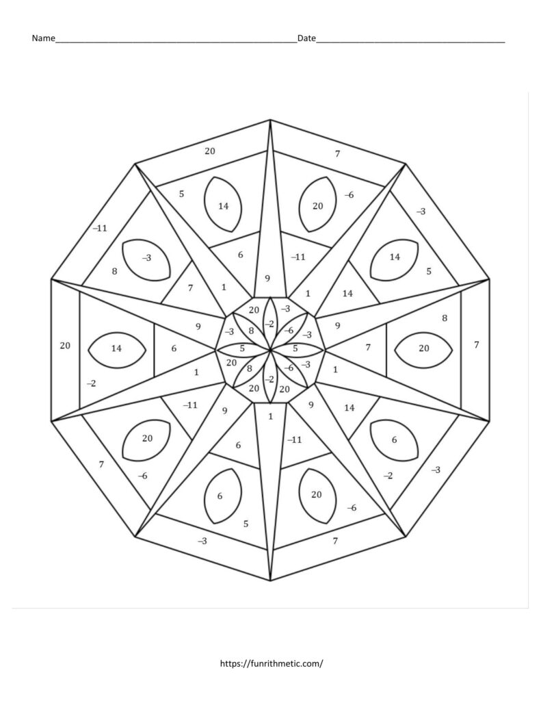 Adding and Subtracting Polynomials Color by Number Funrithmetic