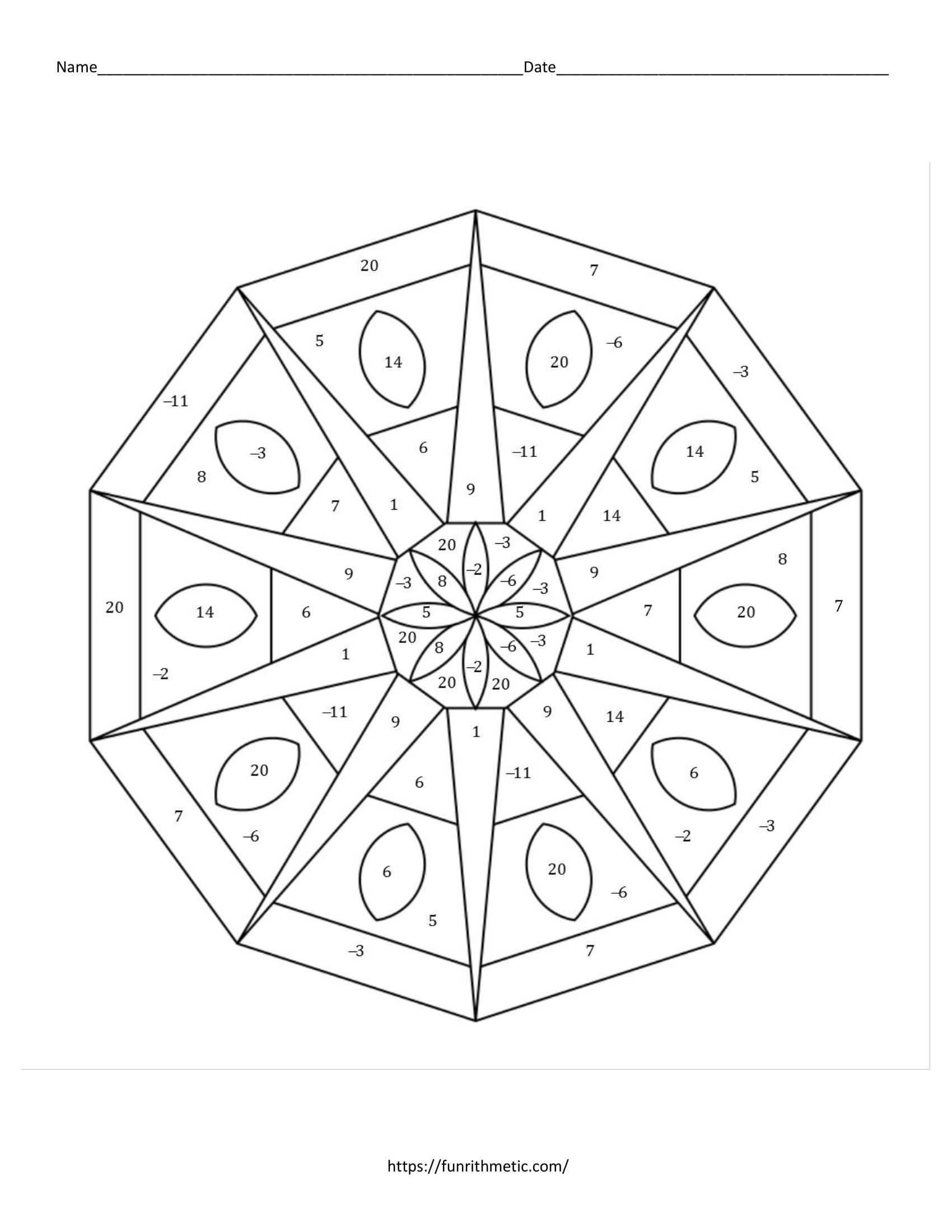Adding and Subtracting Polynomials Color by Number | Funrithmetic