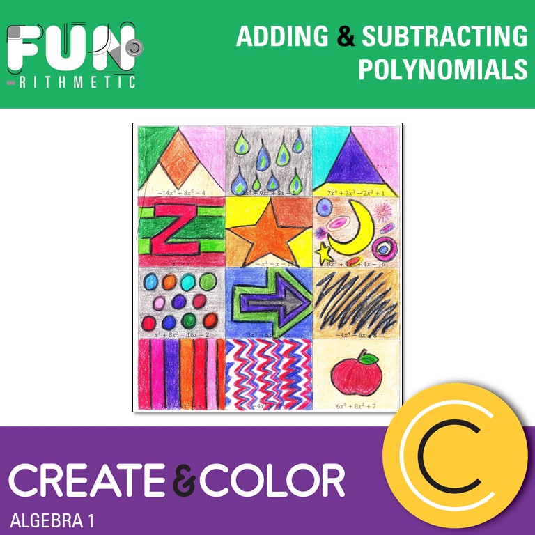 Adding and Subtracting Polynomials Create and Color | Funrithmetic