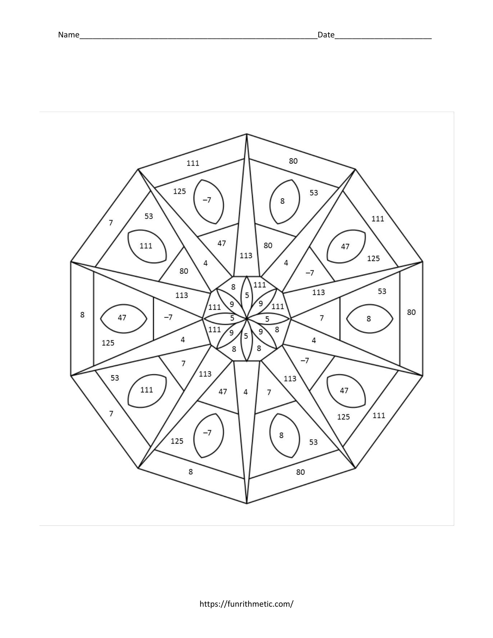 Parallel Lines and Transversals Color by Number Funrithmetic