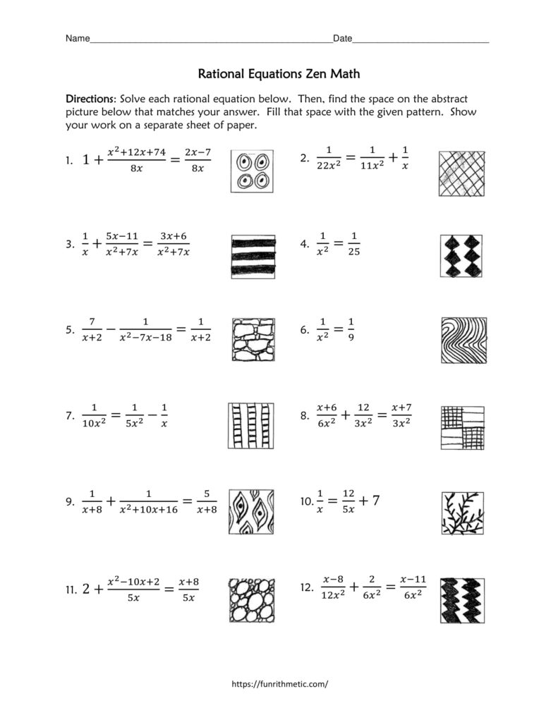 Rational Equations Zen Math Funrithmetic