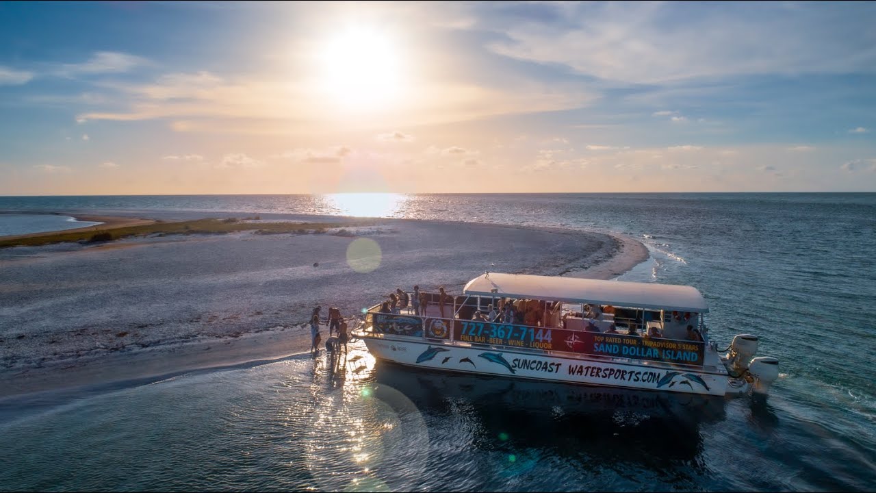 Sand Dollar Island Sunset and Brews Cruise Suncoast Watersports