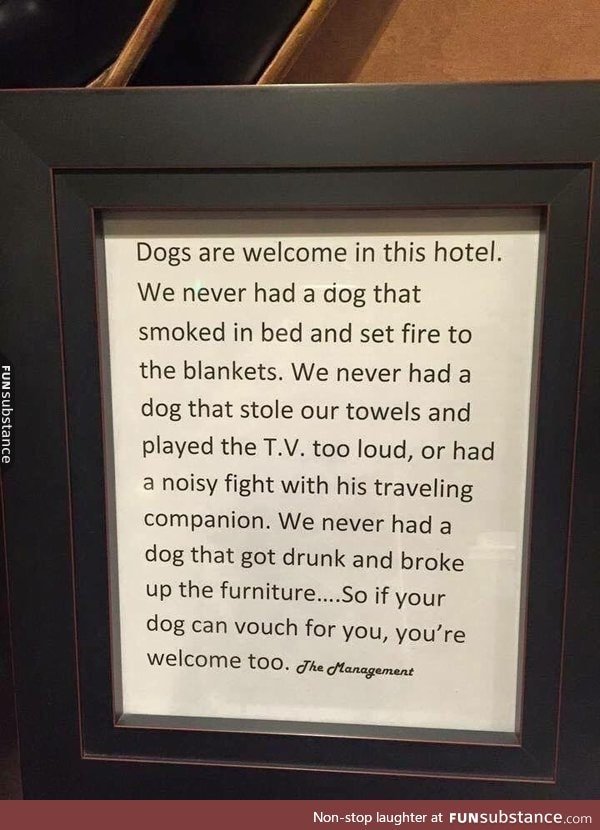 This hotels pet policy FunSubstance