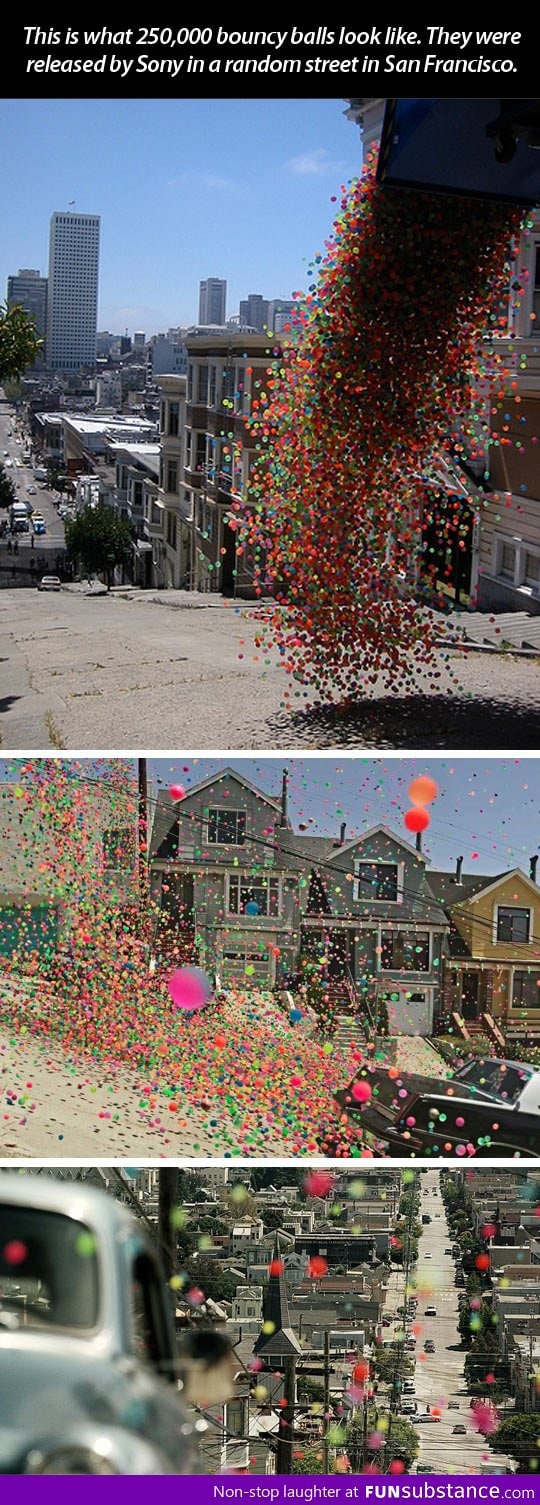 250,000 bouncy balls in San Francisco FunSubstance
