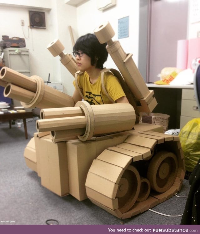 Personal tank made from cardboard FunSubstance