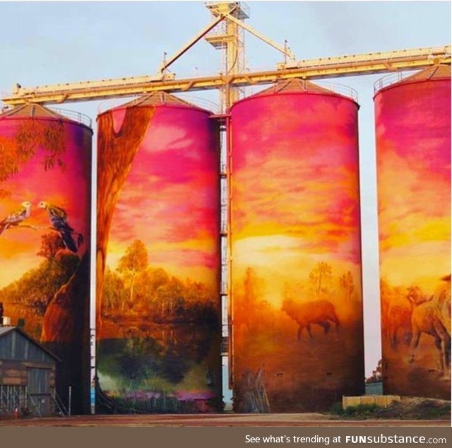 Painted grain silos in Australia FunSubstance