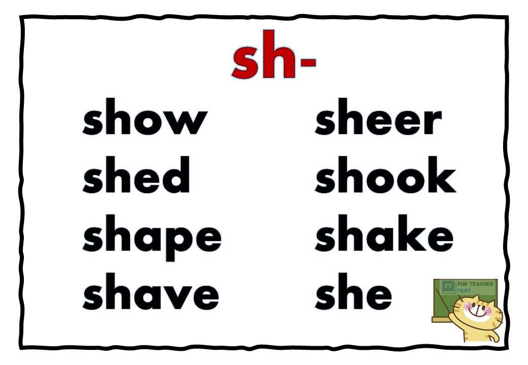 Words with sh Sound Fun Teacher Files