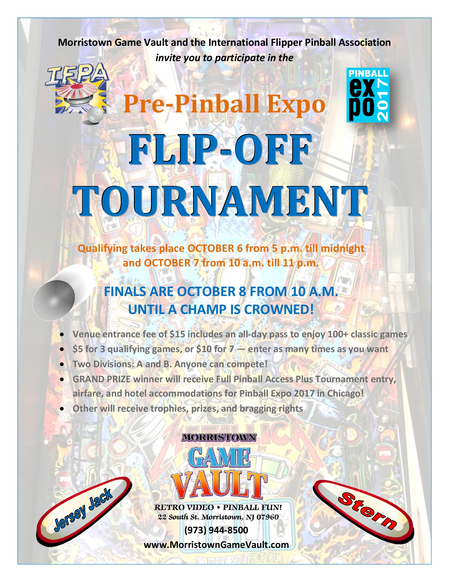 WIN A TRIP TO CHICAGO PINBALL EXPO! PrePinball Expo FlipOff