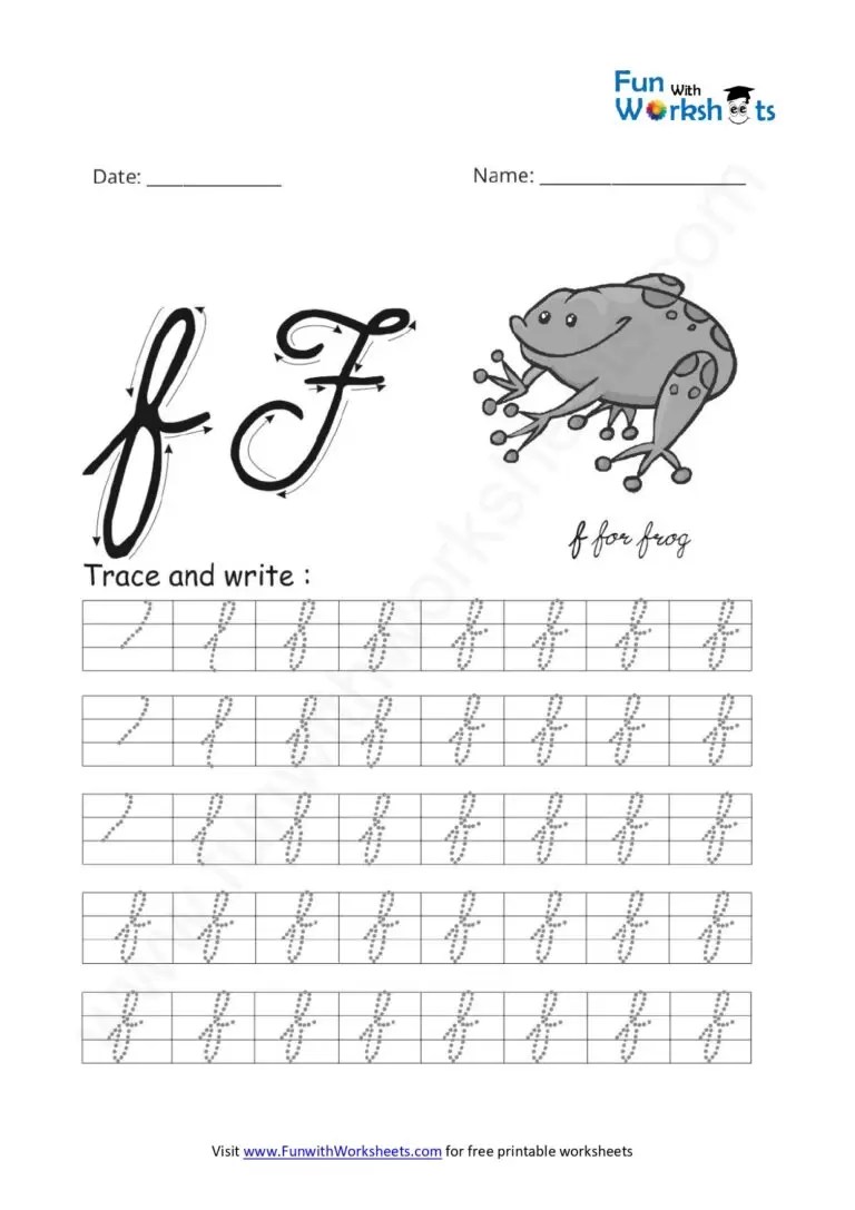 Cursive Handwriting (small Letter f) free printable