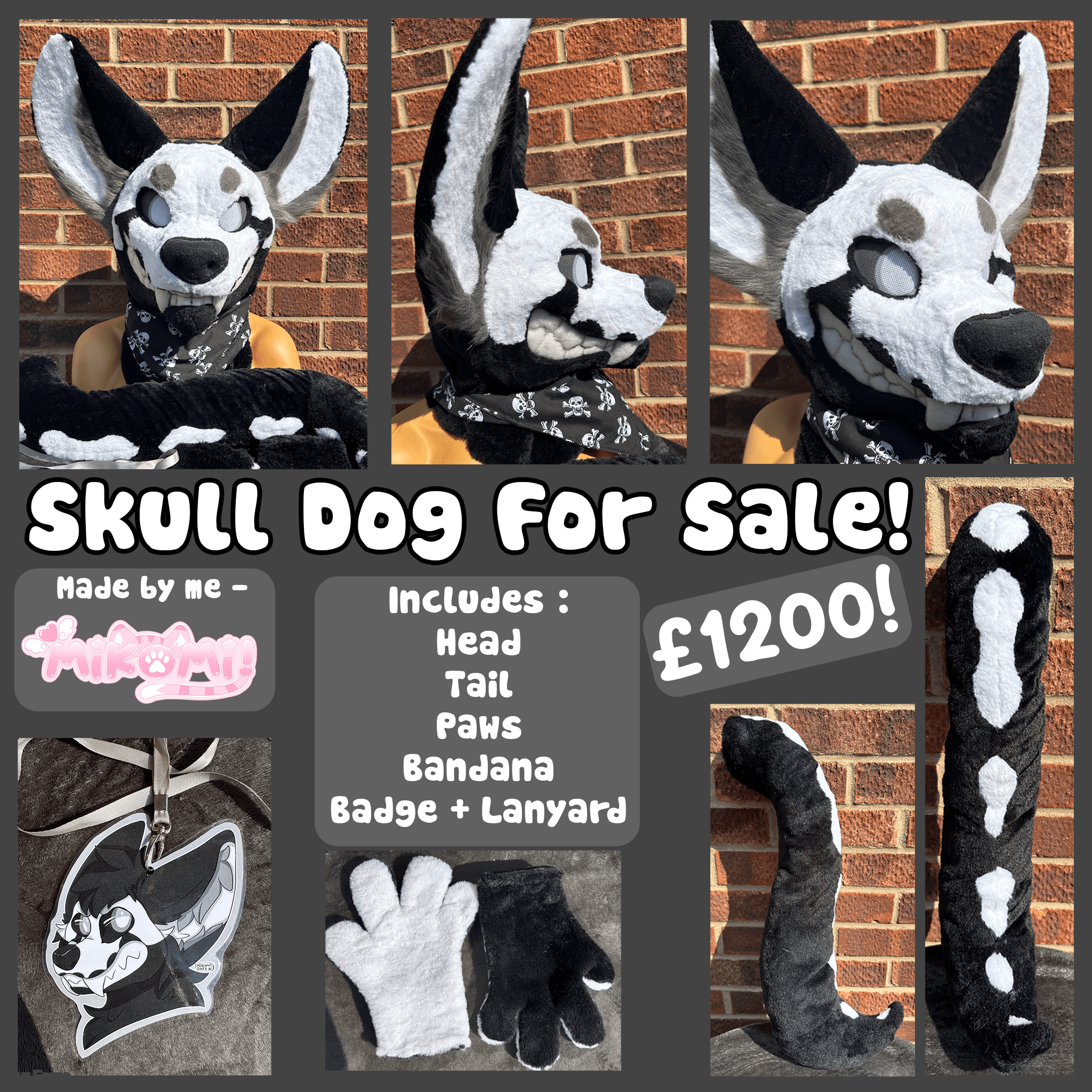 Skull Dog Fursuit Partial Premade