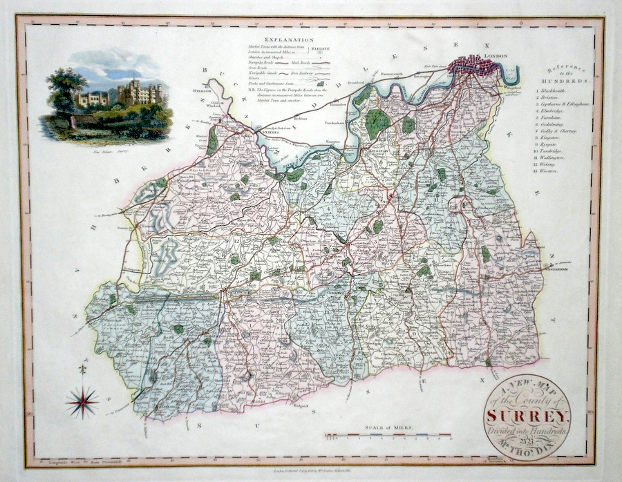 Antique Maps of Surrey
