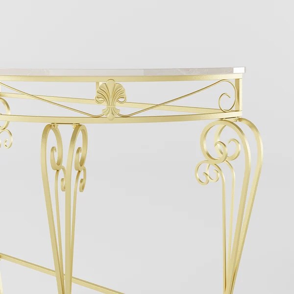 French Country Metal Console Table Classical Gold Frame Entryway Table