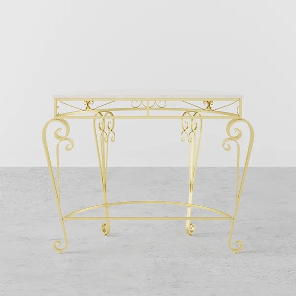 French Country Metal Console Table Classical Gold Frame Entryway Table