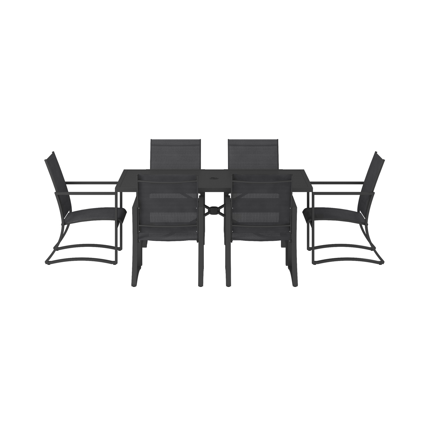 Outdoor Living Metal 6 Seater Dining Set in Navy Blue Furniture123