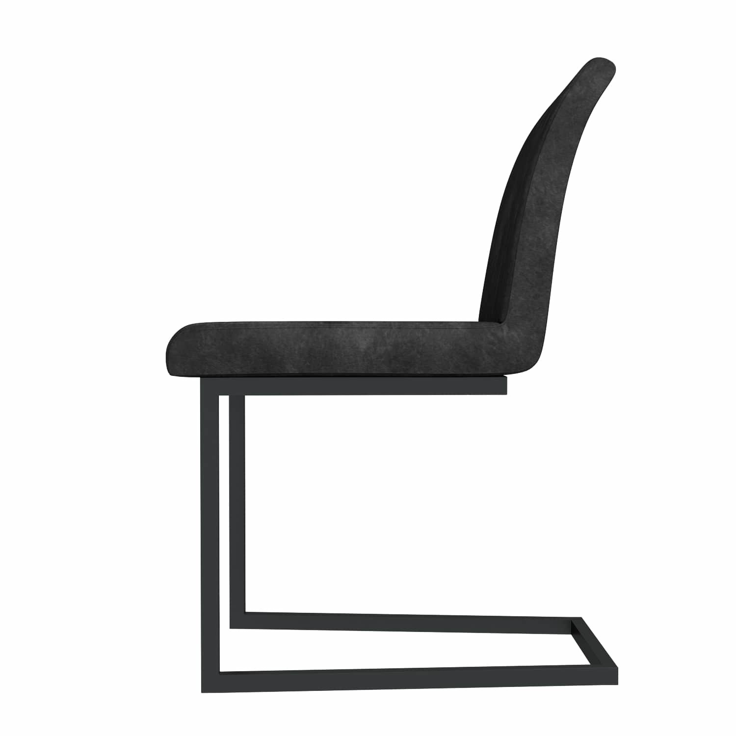 Issac Pair of Industrial Dining Chairs Vintage Grey Faux Leather