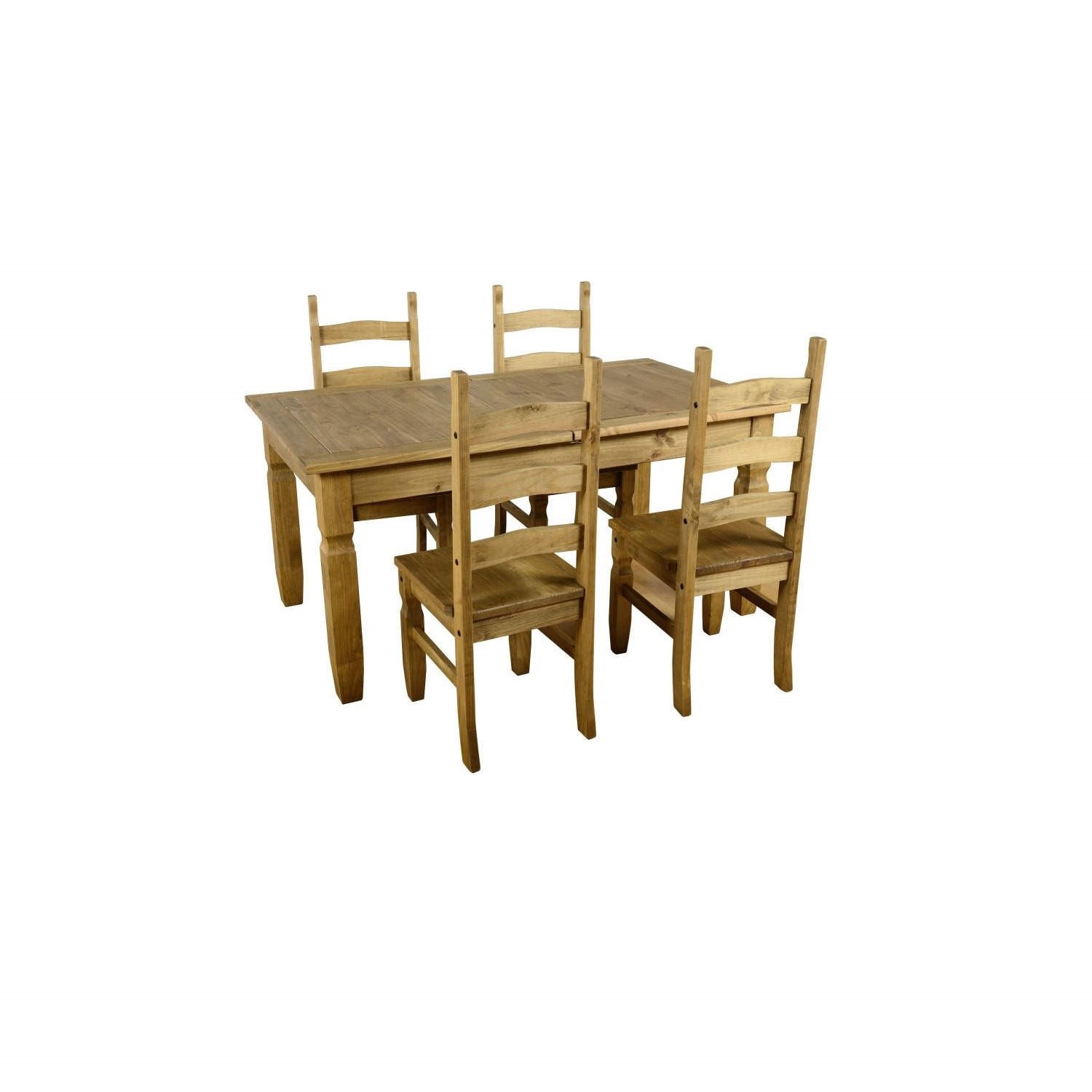 Seconique Corona Extending Dining Set Waxed Pine Dining Table & 4 Pine