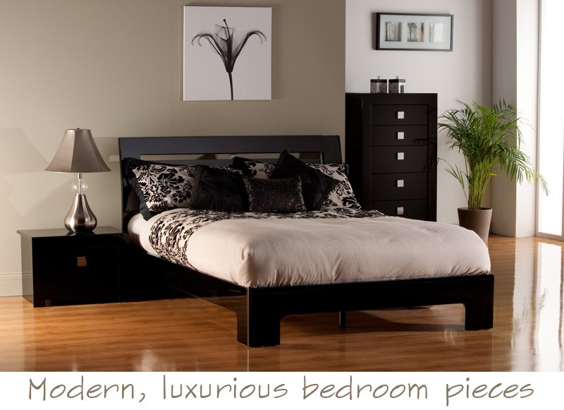 World Furniture Modena Black High Gloss Kingsize Bed Furniture123