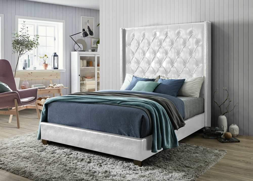CF 9085 King Glossy White Bed (NEW) Furniture Distribution Center