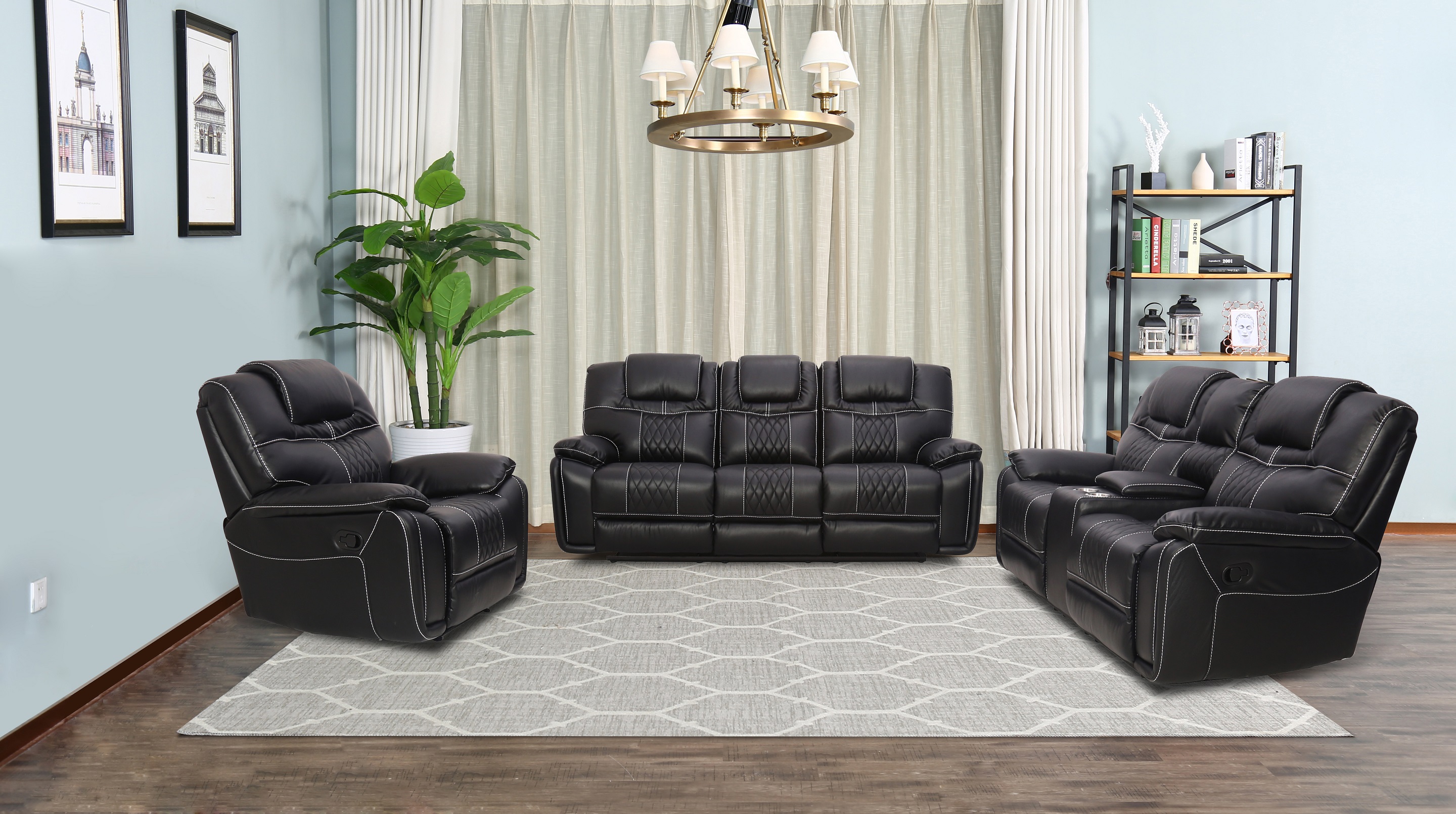 SANTIAGO LEATHER GEL RECLINING SOFA & LOVESEAT SET (NEW) Furniture