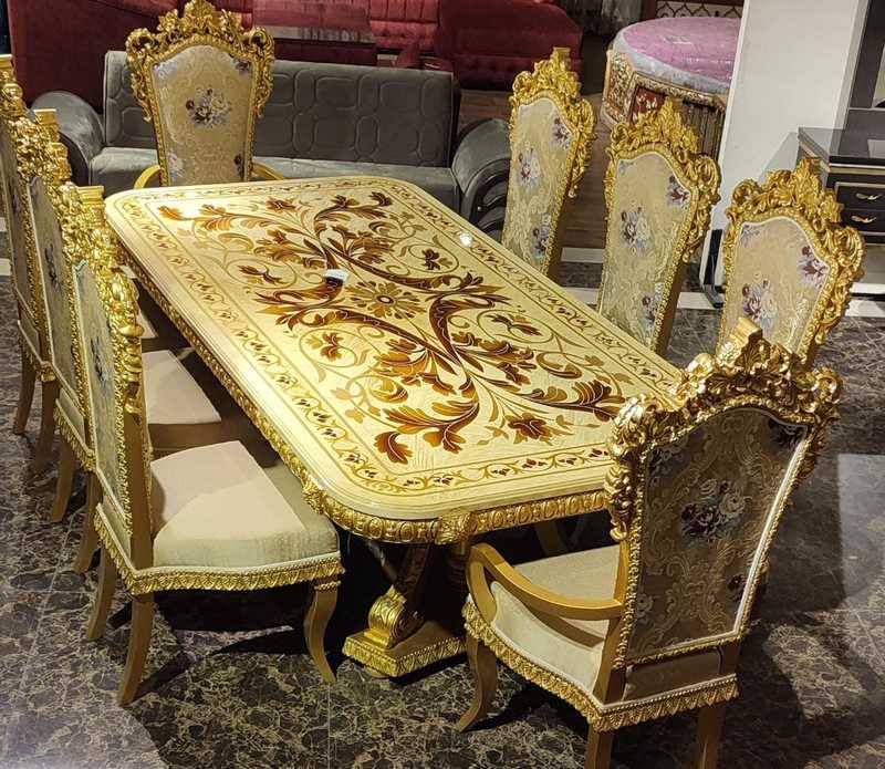 FH7180 Royal Dining Table With 8 Chairs furniturehub.pk