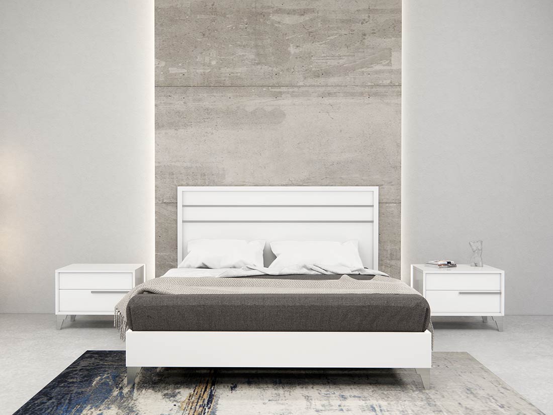 Modern White Lacquer Bedroom Set Made in Italy