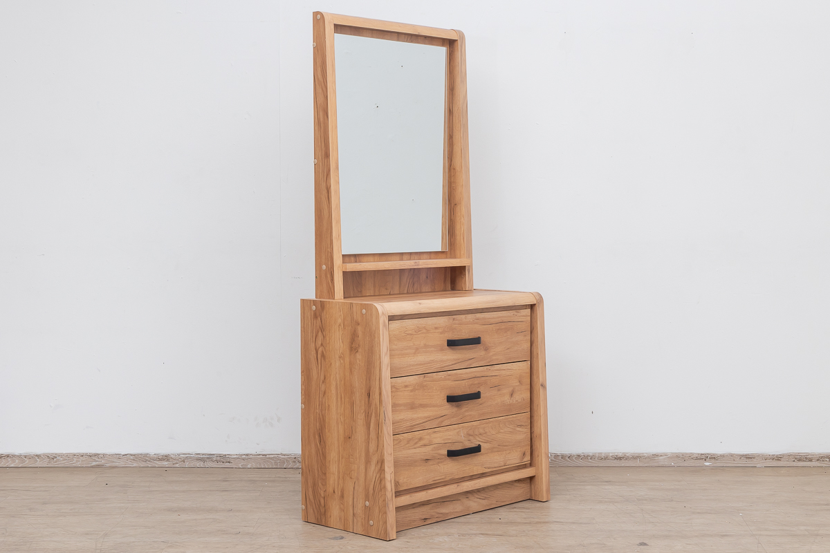 DERRY Single Bed + 1 Nightstand + Dresser Mirror Furniture Palace