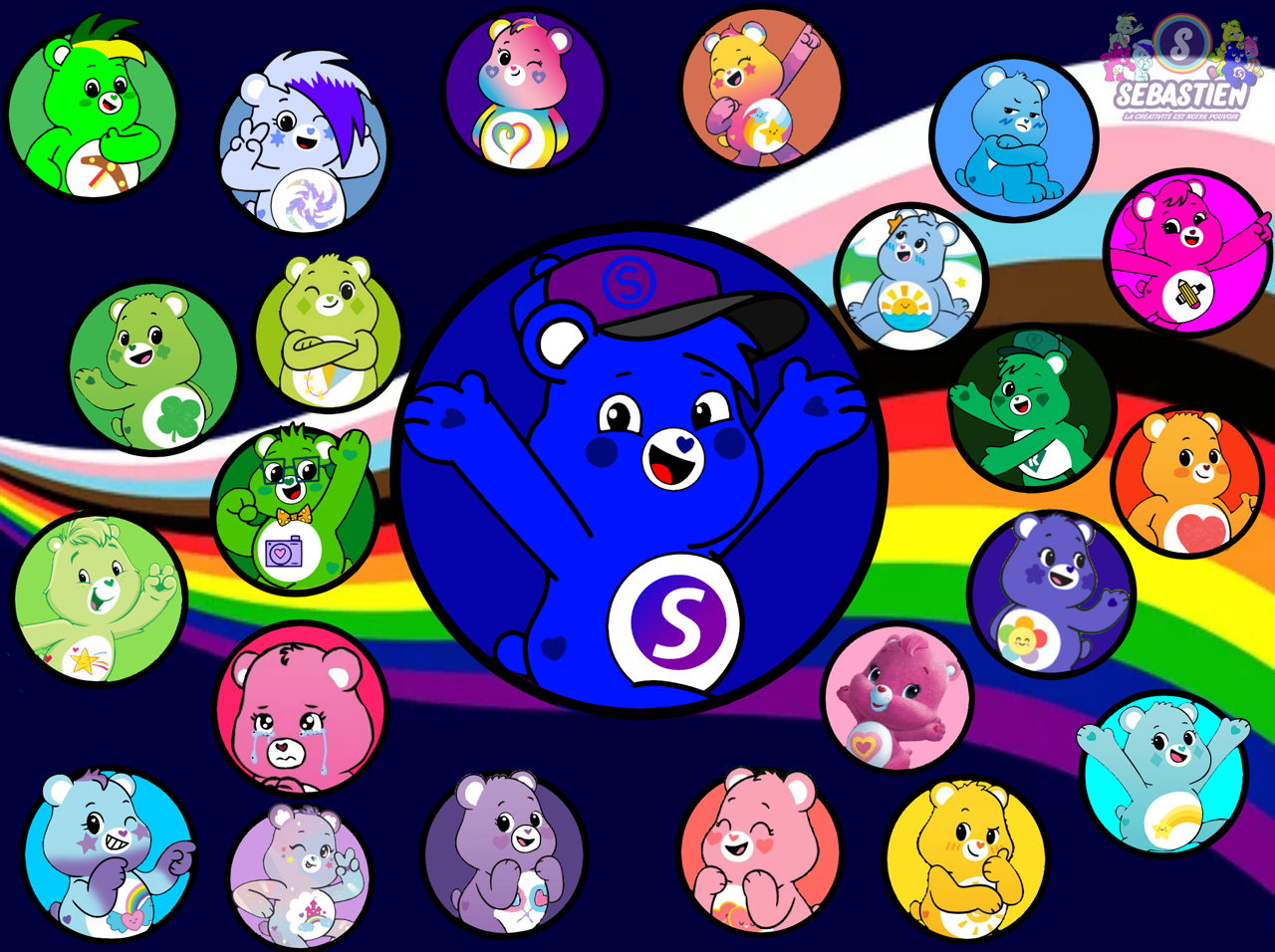 226876 safe, artistmrstheartist, cheer bear (care bears), funshine