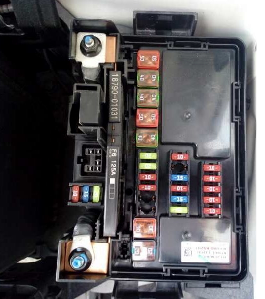 Fuse box diagram Hyundai i20 relay with assignment and locations boxes