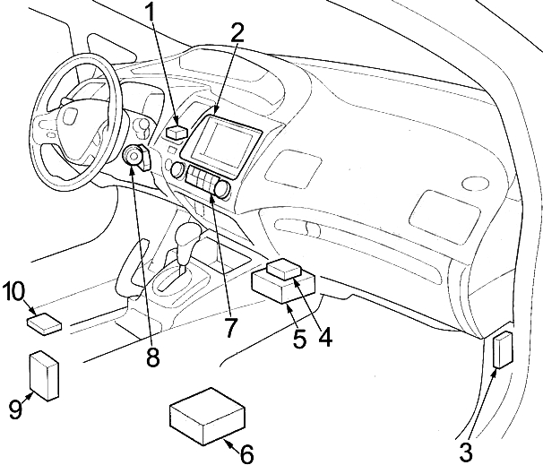 Fuse box diagram Honda Civic 8G and relay with assignment and location