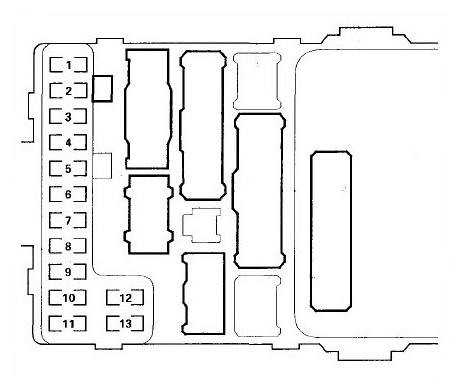 Fuse box diagram Honda Pilot 1G and relay with assignment and location