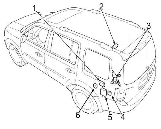 Fuse box diagram Honda Pilot 2G and relay with assignment and location