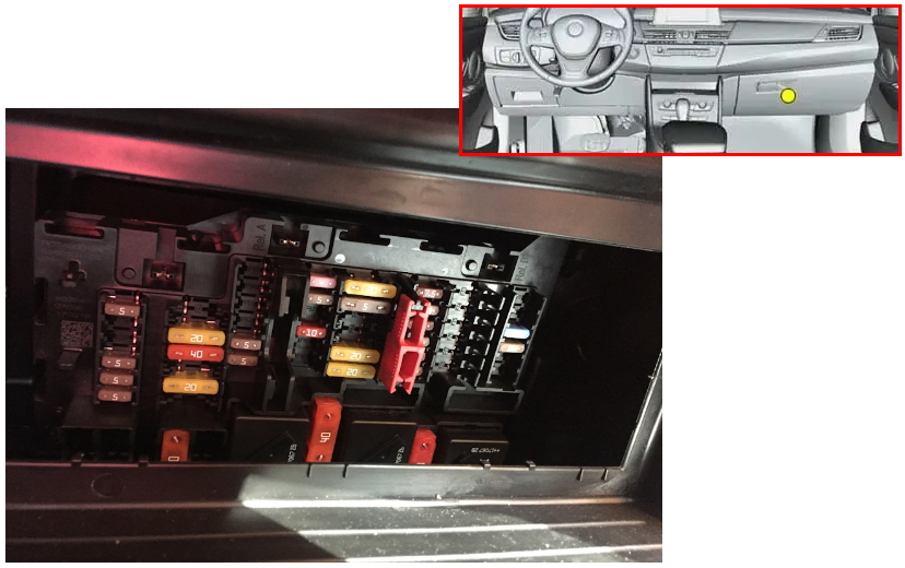 Fuse box diagram BMW X2 F39 and relay with assignment and location