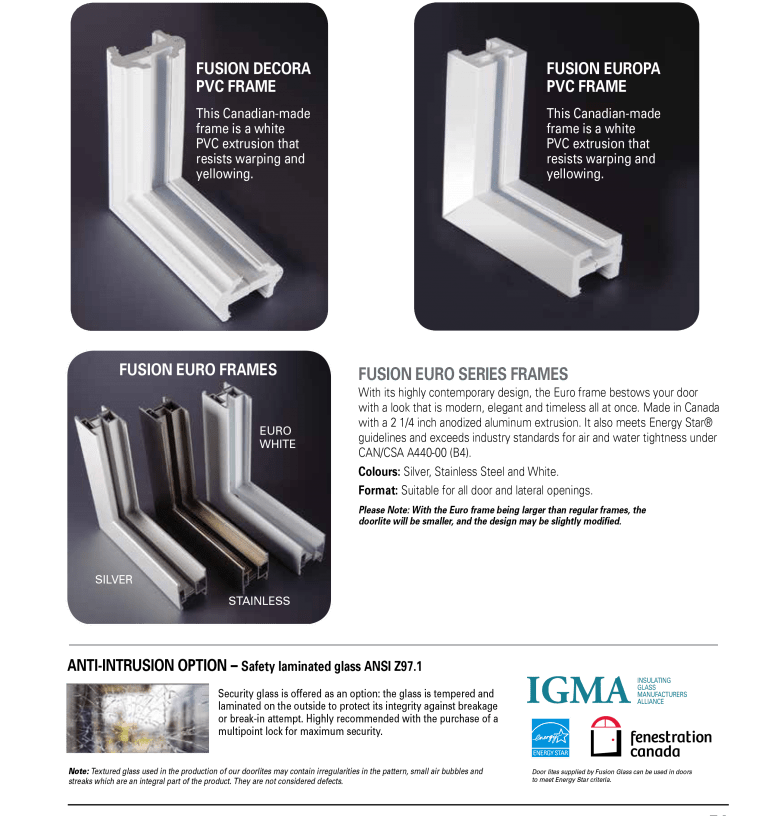 Entry Door Glass Insert Frames Fusion Glass Works Inc.