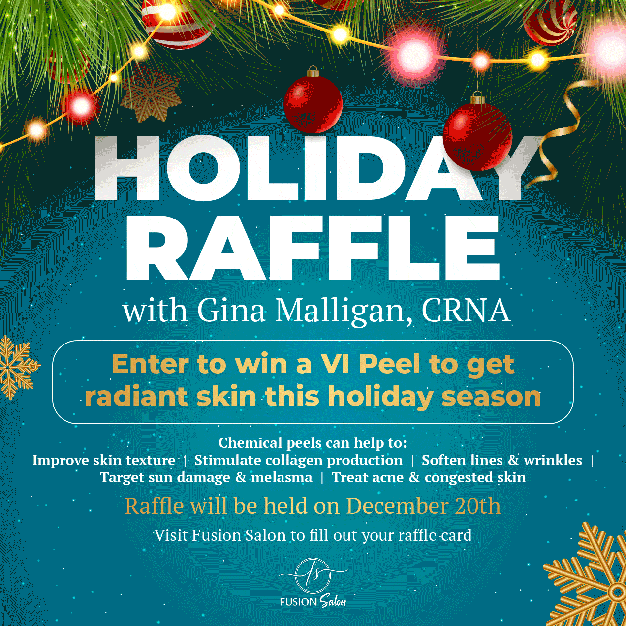 Holiday Raffle with Gina Malligan, CRNA Fusion Salon