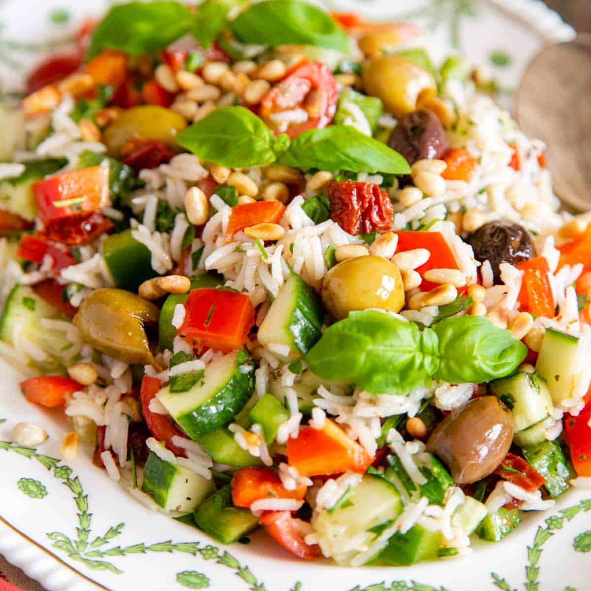 Italian Rice Salad Vibrant and Delicious in Red, White and Green