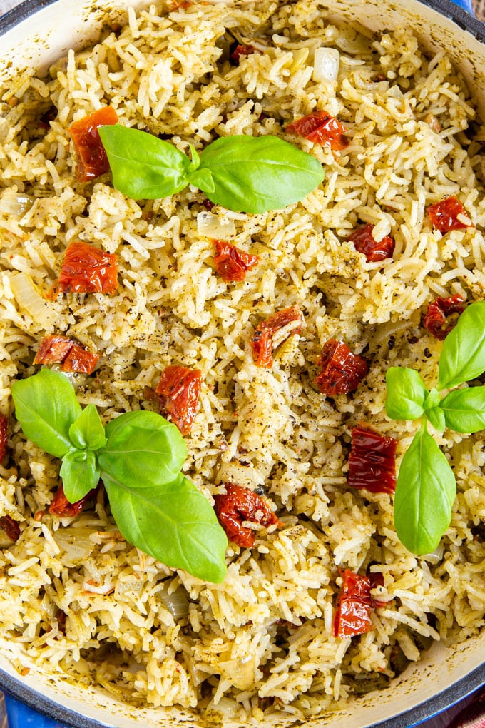 Easy One Pot Italian Rice with Pesto and Tomatoes Fuss Free Flavours