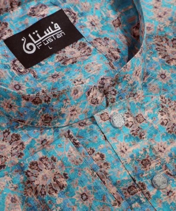 Mint Color Digital Printed Men's Panjabi Fustan