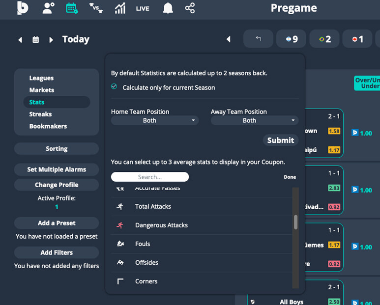 How to find matches with the most corners Futbolpractice Blog