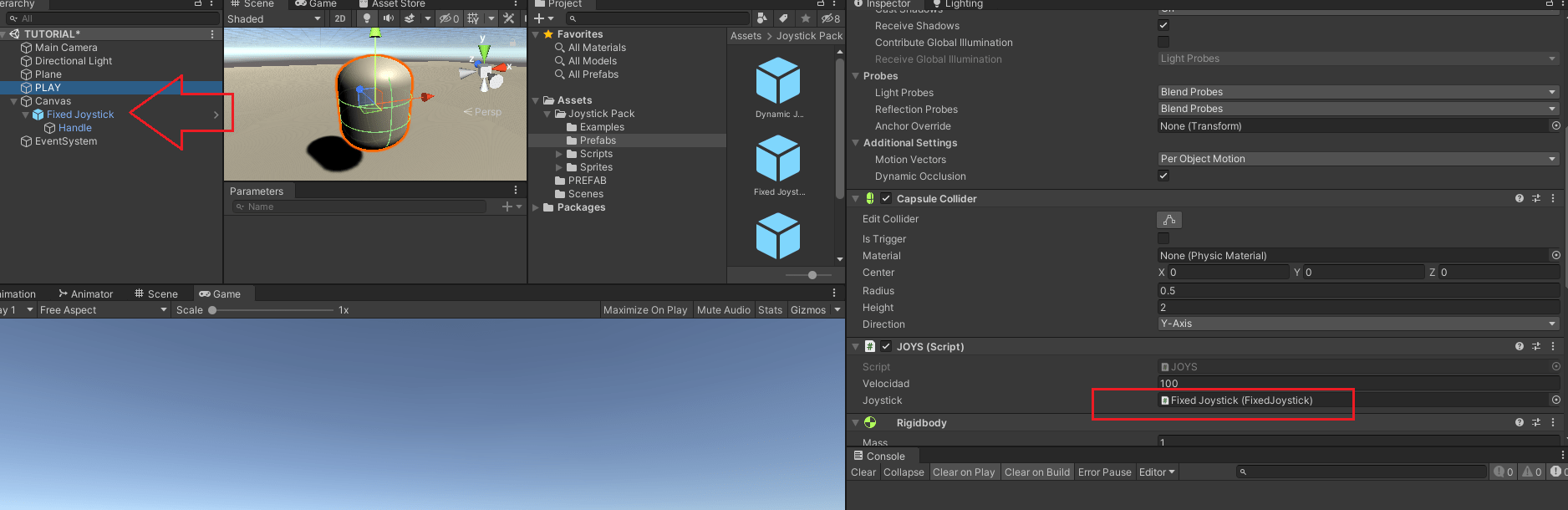 Unity movimiento 3D con joystick