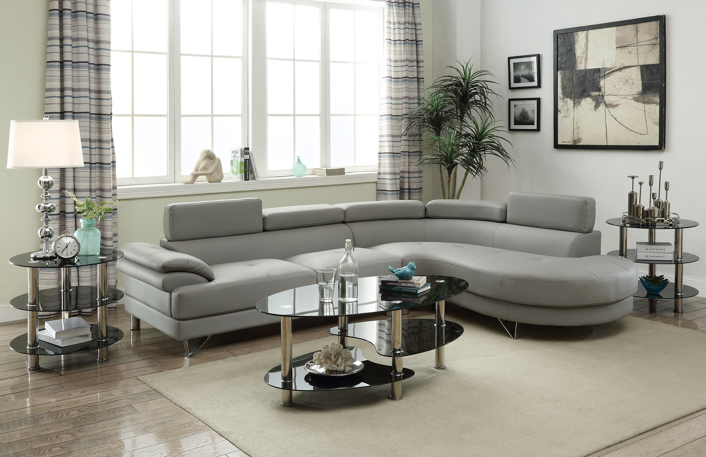 F6984 Gray Sectional Sofa at Futonland