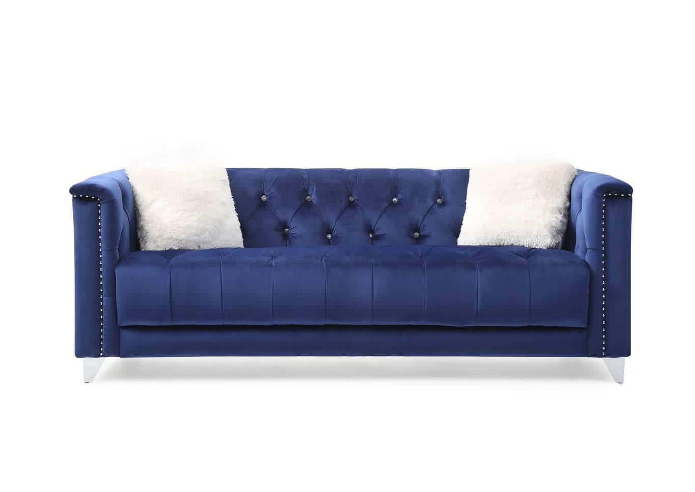 Russell Blue Velvet Sofa & Loveseat at Futonland