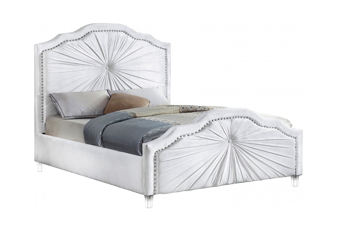 Rosie White Velvet Bed by Meridian Furniture
